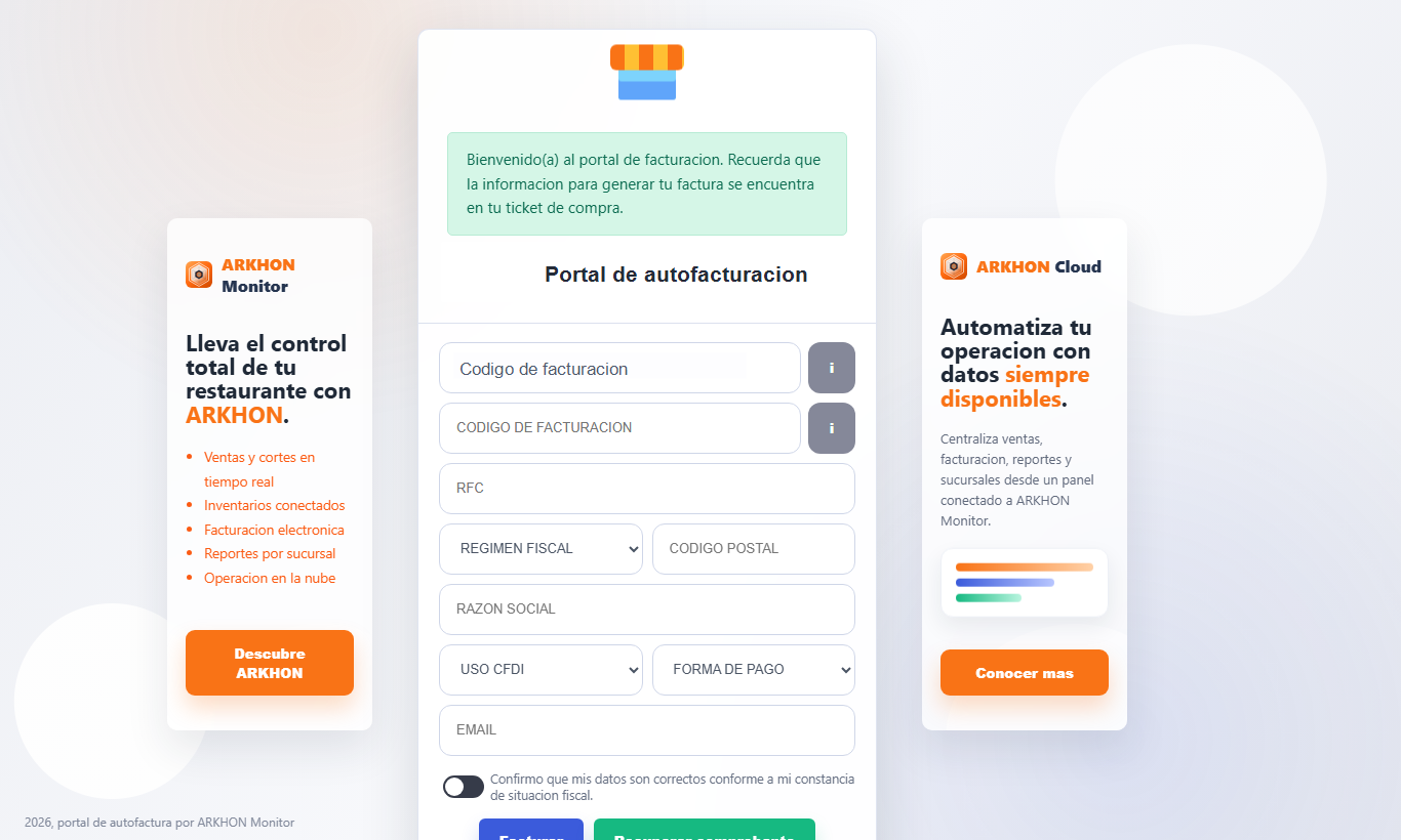 Portal de autofacturación Me Facturo